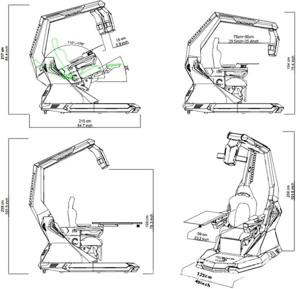 A Fully Functional Zero-Gravity Computer Cockpit, Capable of Sitting, Reclining, and Standing; A Computer Cockpit Chair; an Executive Office Chair