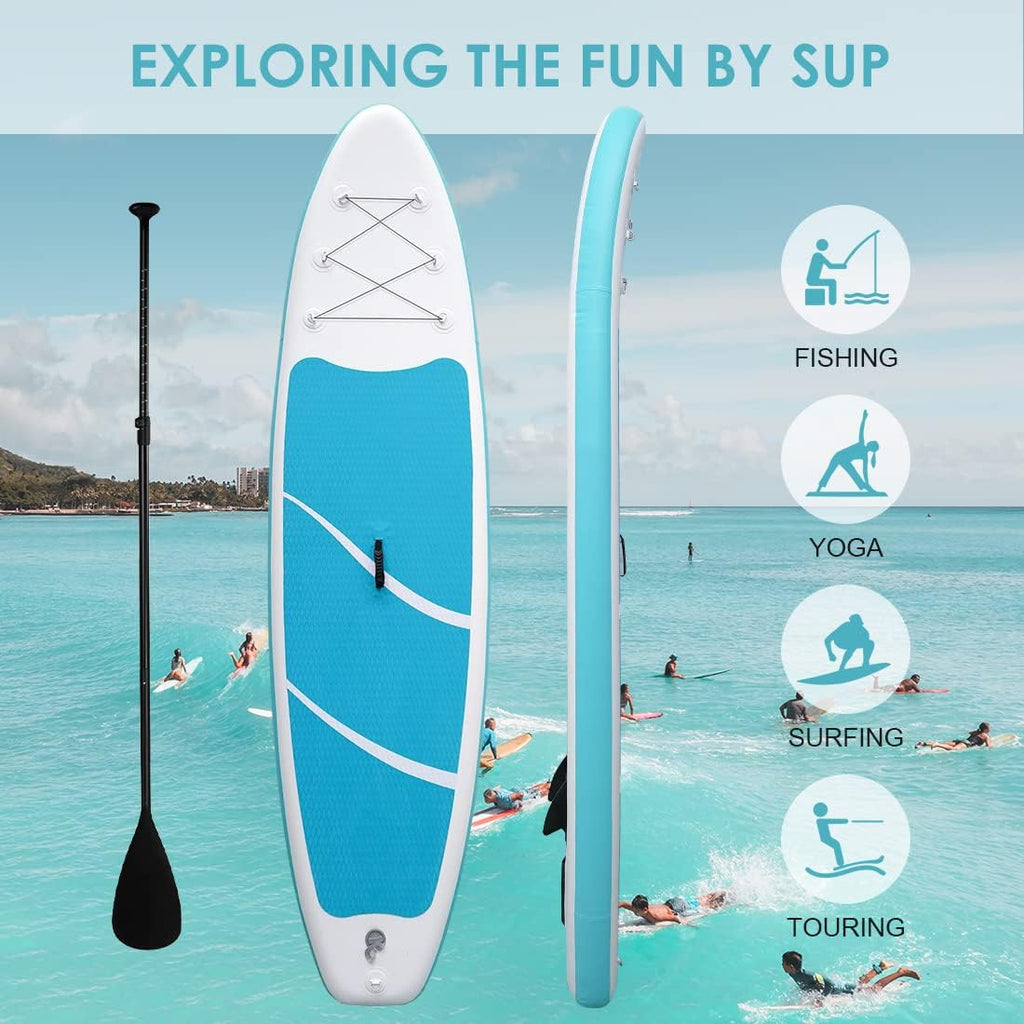 Smartmak Inflatable Stand Up Paddle Board (6 Inches Thick), Non-Slip Deck Standing Boat, Include Adjustable Paddle, Backpack, Hand Pump, Fin, Leash, for Youth & Adult- (10'x30'' x6'')