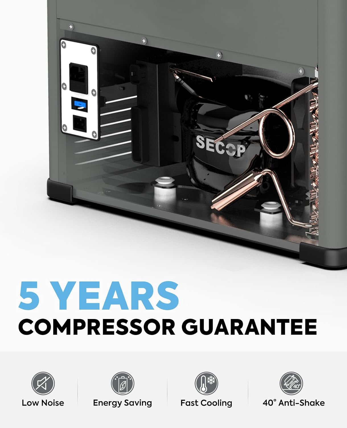 ICECO VL60 Dual Zone Portable Refrigerator with SECOP Compressor, 60 Liters Platinum Compact Refrigerator, DC 12/24V, AC 110-240V, 0℉ to 50℉, Home & Car Use (with Insulated Cover)