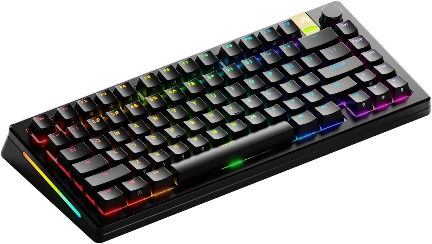 Glorious Gaming - GMMK 3 PRO HE: Wireless Gaming Keyboard Rapid Trigger, Hall Effect, Aluminum Body, 8K Polling Rate, Hotswap MX & Magnetic Switches, Adjustable Actuation, ANSI 75% Tenkeyless (Black)