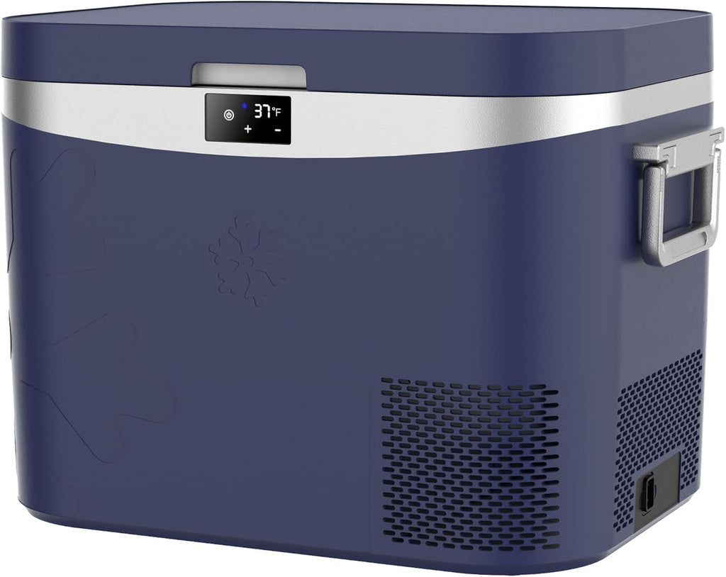 Megiu Car Refrigerator, Portable Car Fridge 12V Refrigerator 19 Quart (18 Liter) Freezer Compressor Cooler 12V/24V DC 110～240 V AC for Outdoor, Camping, Travel, Home Use -0.4℉~+59℉ (Blue)