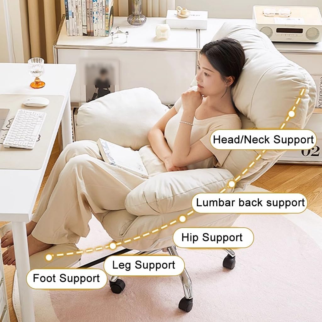 Lazy Sofa Gaming Chair Office Chairs Recliner Chair for Bedroom,Study Chair Ergonomic Lift Chair Backrest Reclinable Home Office Desk Chairs Computer Chair(Light Grey,with Footrest)