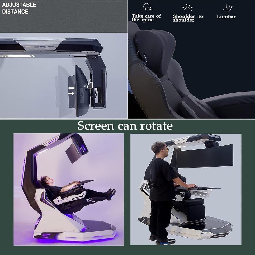 A Fully Functional Zero-Gravity Computer Cockpit, Capable of Sitting, Reclining, and Standing; A Computer Cockpit Chair; an Executive Office Chair