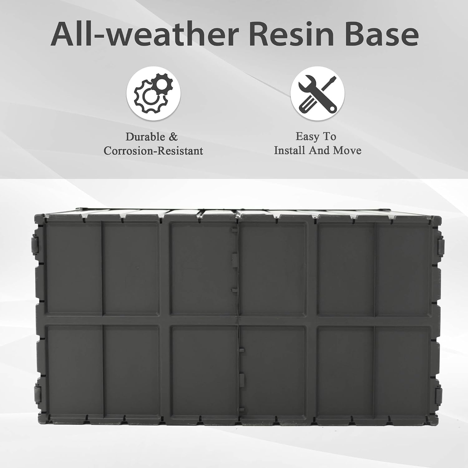 Deck Box 100 Gallon, Patio Storage Cabinet, Waterproof Outdoor Storage, Resin Lid Metal Patio Storage Bin with Lockable, Dark Gray