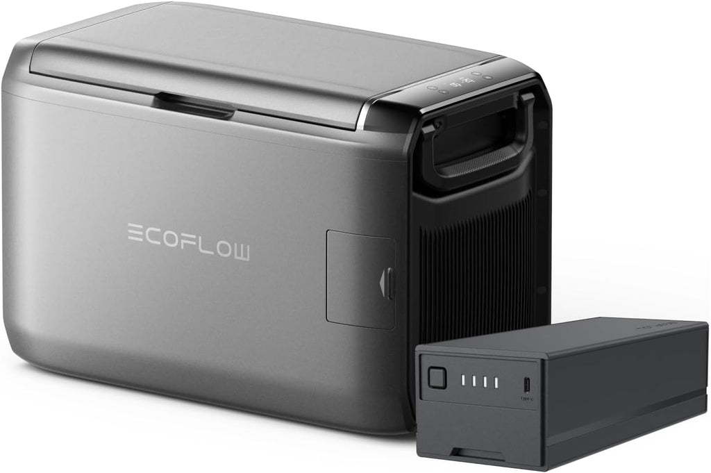 EF ECOFLOW GLACIER Classic 45L Portable Fridge Freezer with Battery, 39H Cooling Car Refrigerator, Battery Powered with App Control, 6 Charging Options, Fast&Quiet Electric Cooler for Camping, RV