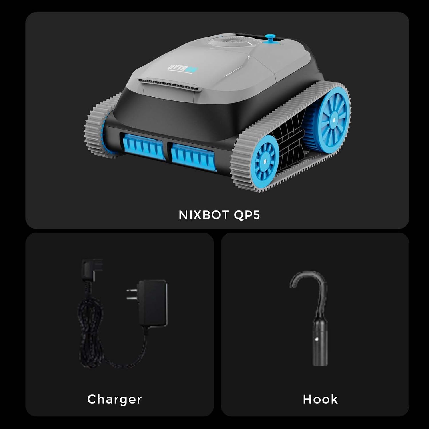 NIXBOT QP5 Robotic Pool Cleaner, Cordless Pool Vacuum for Inground Pools, Dual-Motor Turbine System, Robotic Pool Vacuum for Above Ground Pools with Wall Climing and Navigation Technology