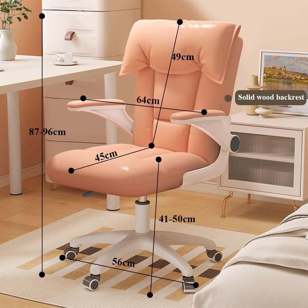Etlegor Office Desk Chair, Ergonomic Computer Desk Chair with Lumbar Support Flip-up Arms Executive Swivel Study Chair Swivel Task Chair Adjustable Height Home Gaming Chair(Pink)