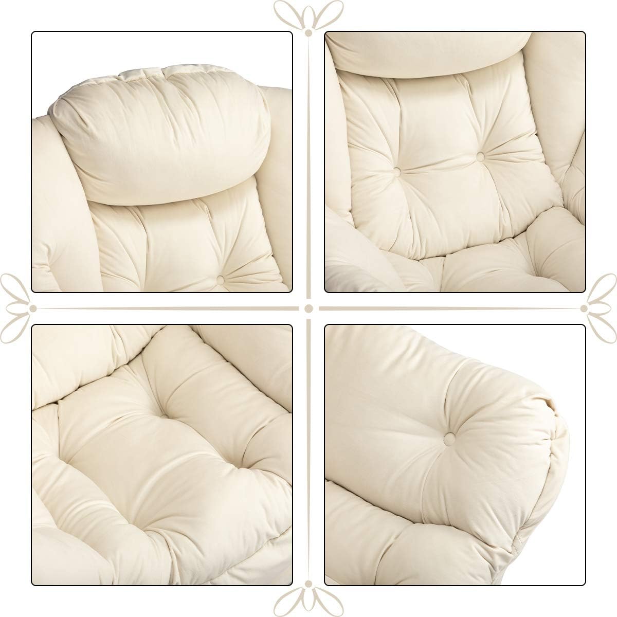 HollyHOME Lazy Chair with Armrest and Side Pocket, Comfy Accent Lounge Chair,Leisure Sofa Armchair for Living Room, Bedroom, Dorm, or Small Spaces, Oversized Reading Sofa Chair,Velvet Beige