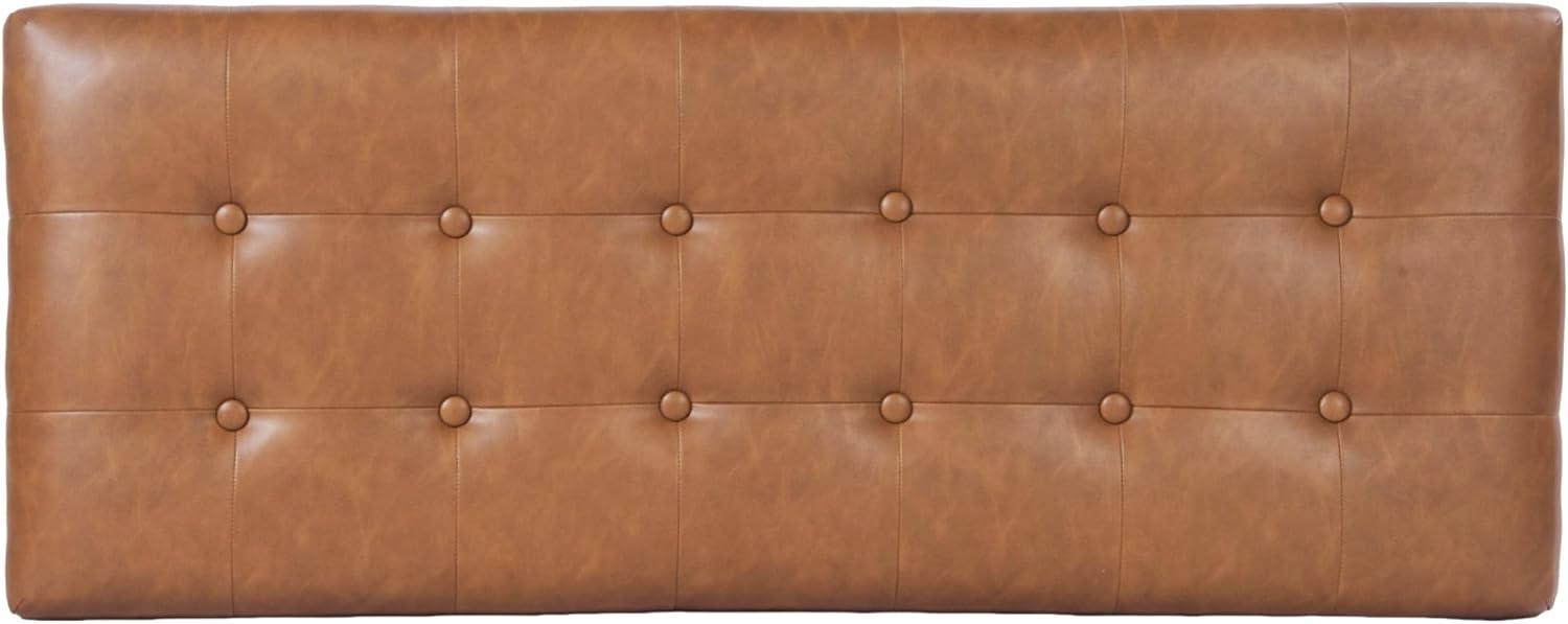 HomePop Large Tufted Storage Bench - Vintage Saddle Brown