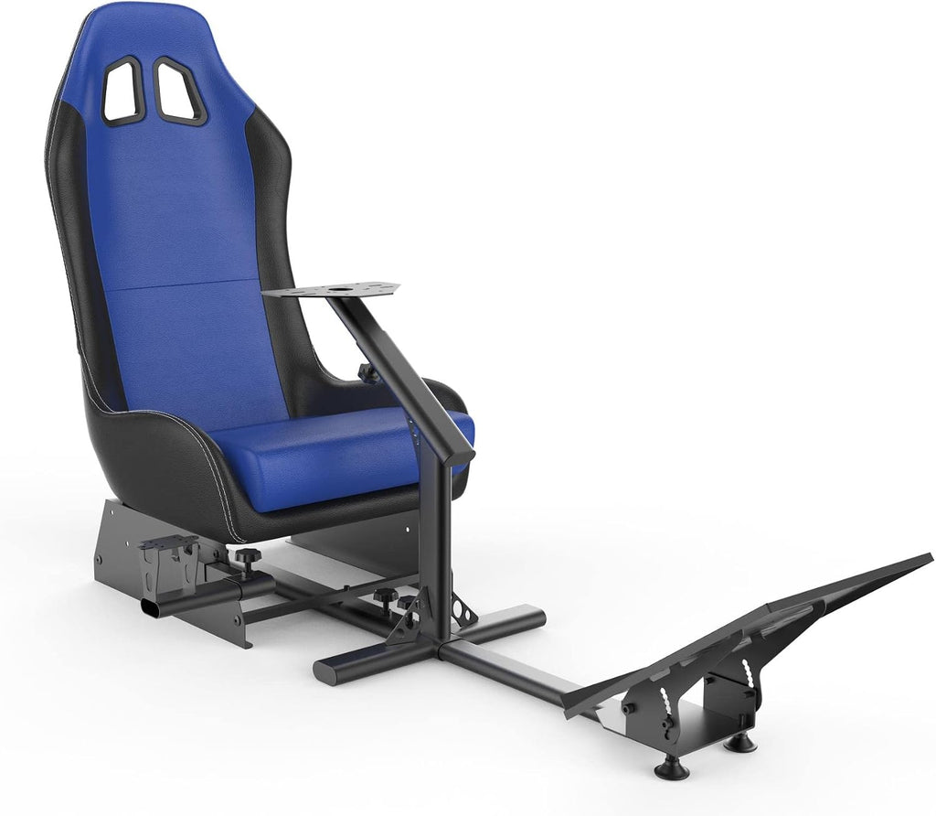 Sim Racing Cockpit with Seat | Compatible with G29 G920 G923 T248X T248 T300RS TX F458 T500RS| Easy to Install Racing Wheel Stand for PS5, Xbox, PC Gaming (Black/Blue)