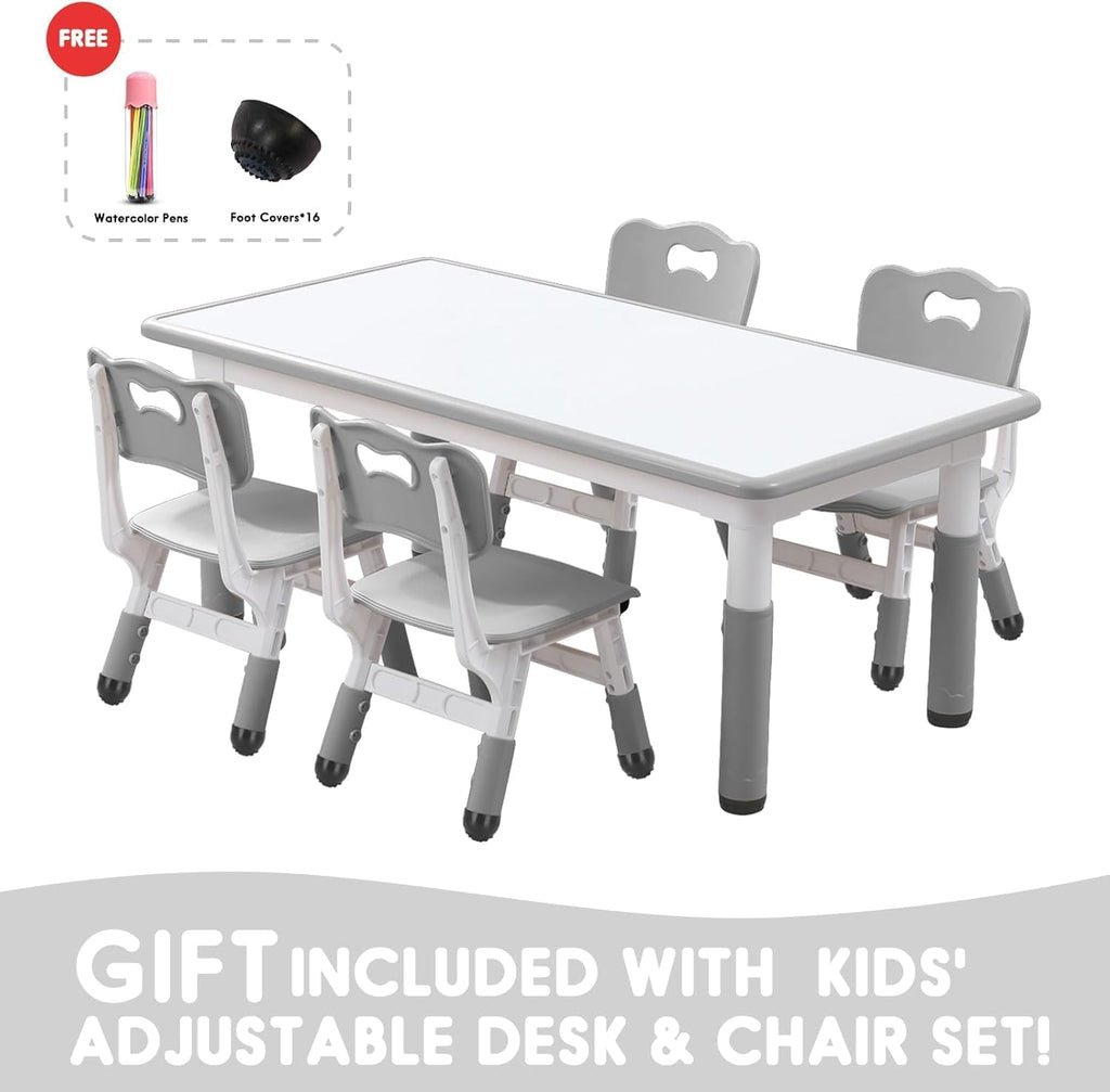 Kids Table and Chair Set for Toddlers - Adjustable Activity Center with Non-Slip Legs & Graffiti-Proof Surface Ages 3-12