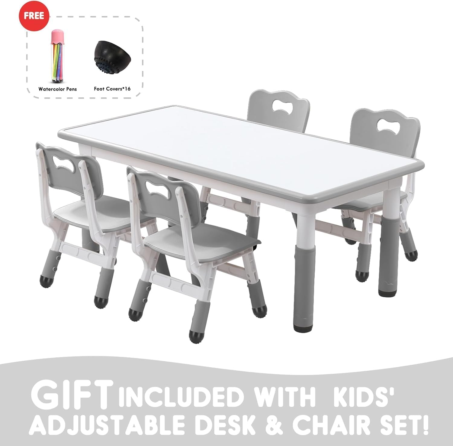 Kids Table and Chair Set for Toddlers - Adjustable Activity Center with Non-Slip Legs & Graffiti-Proof Surface Ages 3-12