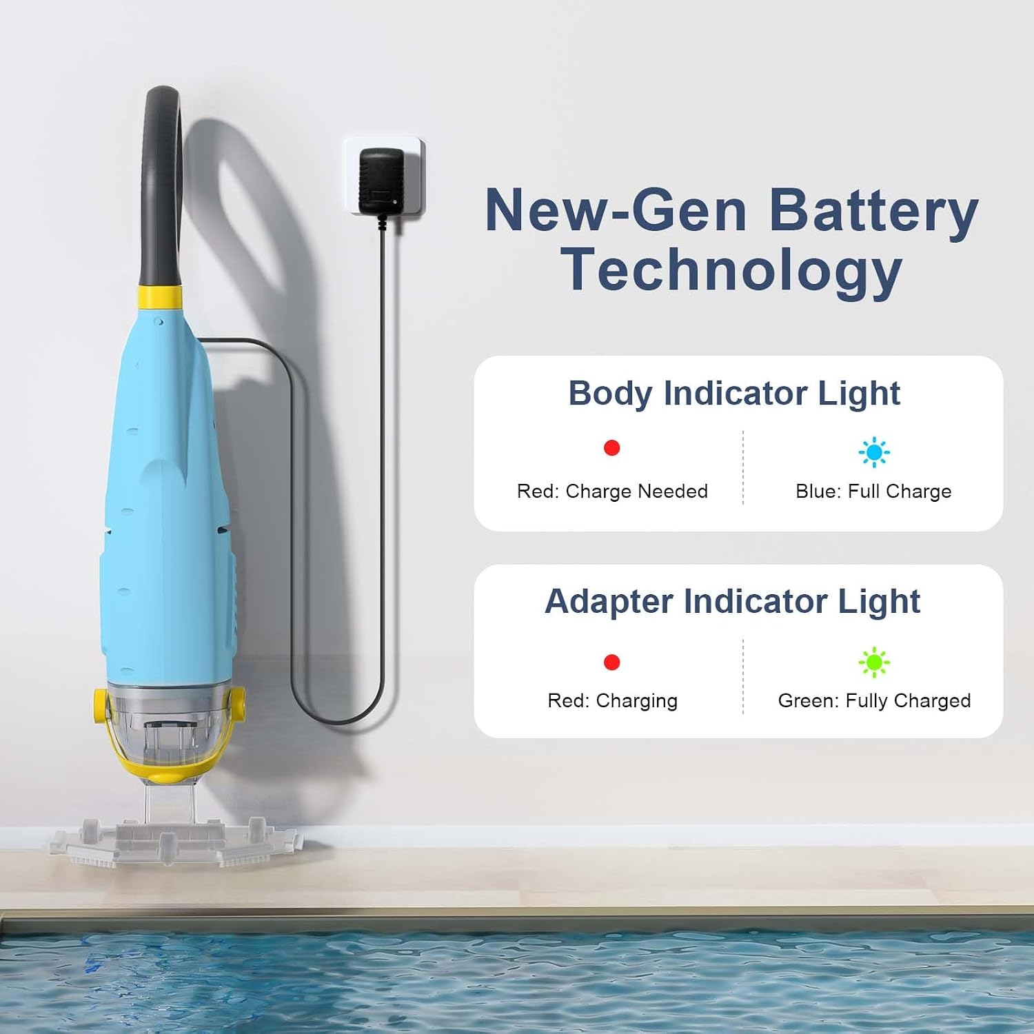 Upgraded Cordless Pool Vacuum with Telescopic Pole, 60 Min Powerful Suction & Transparent Head, Rechargeable Handheld Cleaner for Above Ground Pools, Inground Pools, Hot Tubs and Spa