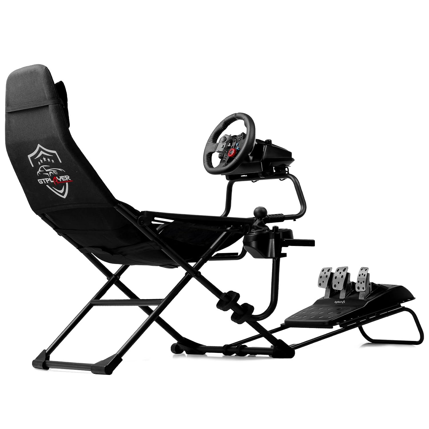 GTPLAYER Sim Racing Cockpit Foldable & Adjustable for High Performance Sim Racing Compact & Flexible Supports All Steering Wheels & Pedals for PC Wheel and Pedals Not Included(Black)