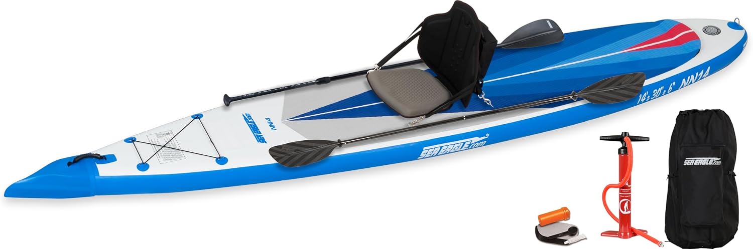 Sea Eagle NeedleNose 14' Inflatable Lightweight High Pressure Drop Stitch Stand Up Paddle Board SUP, Patented Wave Piercing Bow