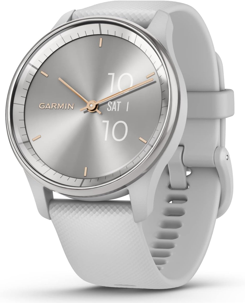 Garmin vivomove Trend 40 mm Hybrid Women Smartwatch, Silver Stainless Steel Bezel with Mist Gray Case with Wearable4U E-Bank Bundle