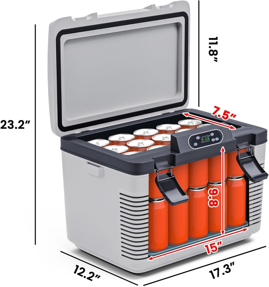 advwin 12V Car Refrigerator Portable Electric Cooler/Warmer with 12 Volt DC &110V AC, Thermoelectric Fridge Plug in Cooler for Car, Vehicle, Travel, Camping, Outdoor (20L)
