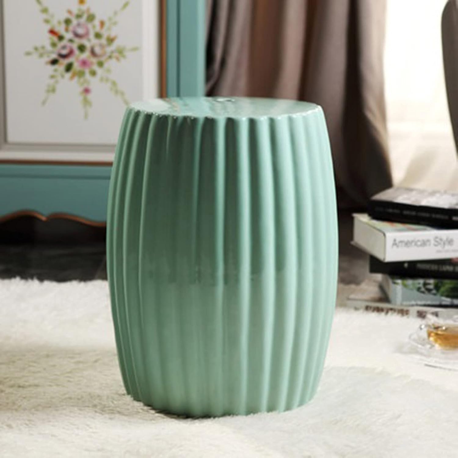 Garden Stool,Ceramic Garden Stool, European-Style Home Decorations, Dressing Stools, Living Room Flower Ceramic Drum Stools, Pavilions Drying Stools. (Color : Pink)(Pink)