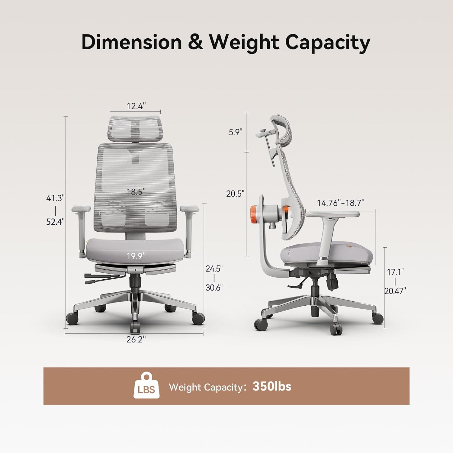 Newtral Office Chair Ergonomic with Footrest, Auto-Following Lumbar Support, High Back Desk Chair with 4D Armrest,136° Tilt Lock, Adjustable Seat Depth & Height (Supreme, Grey)
