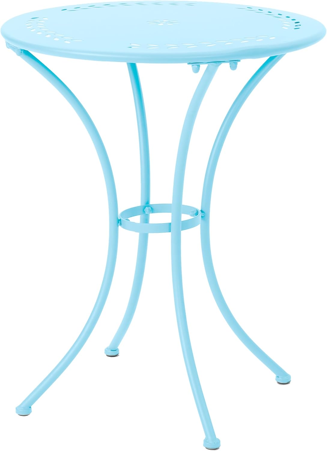 Merax 3 Pieces Bistro Set Iron Retro Bistro Table and Chairs Set of 2 Outdoor Dining Table Set for 2, Round Tabletop, All-Weather for Porch Patio Balcony Lawn Garden (Light Blue)