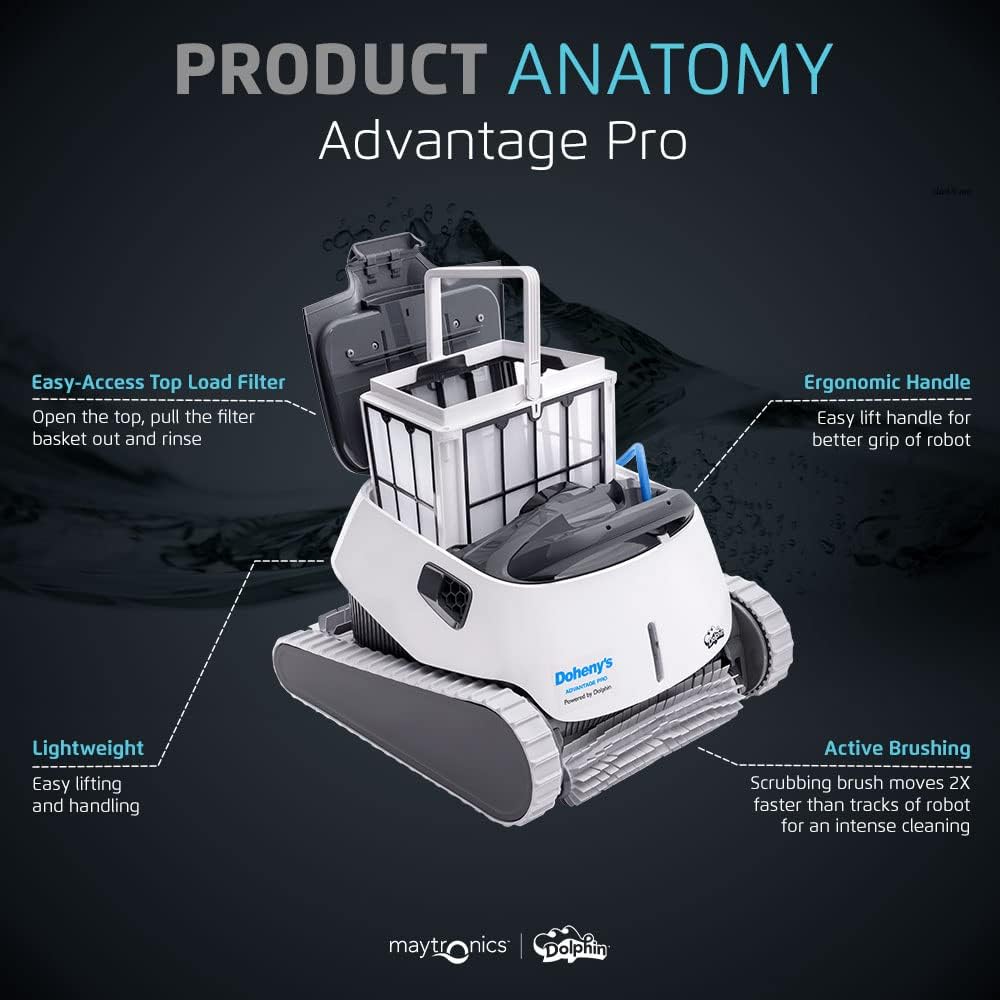 Dolphin Advantage Pro Wi-Fi Automatic Robotic Pool Vacuum Cleaner, 1-Hour Quick Clean, Waterline Scrubber Brush, Ideal for In-Ground Pools up to 50 FT in Length