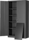 Greenvelly Metal Garage Storage Cabinet, 72' Lockable Storage Cabinet with Adjustable Shelves, Steel Tool Cabinets, Black Metal File Cabinet for Home Office, Garage, School, Classroom(36' W x 18' D)
