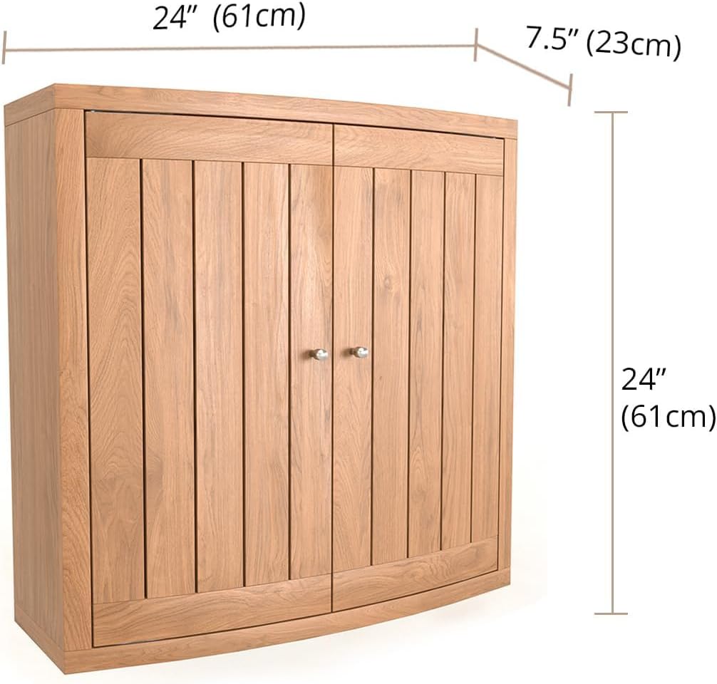 AquaTeak Manada Wall-Mounted Teak Storage Cabinet with Doors