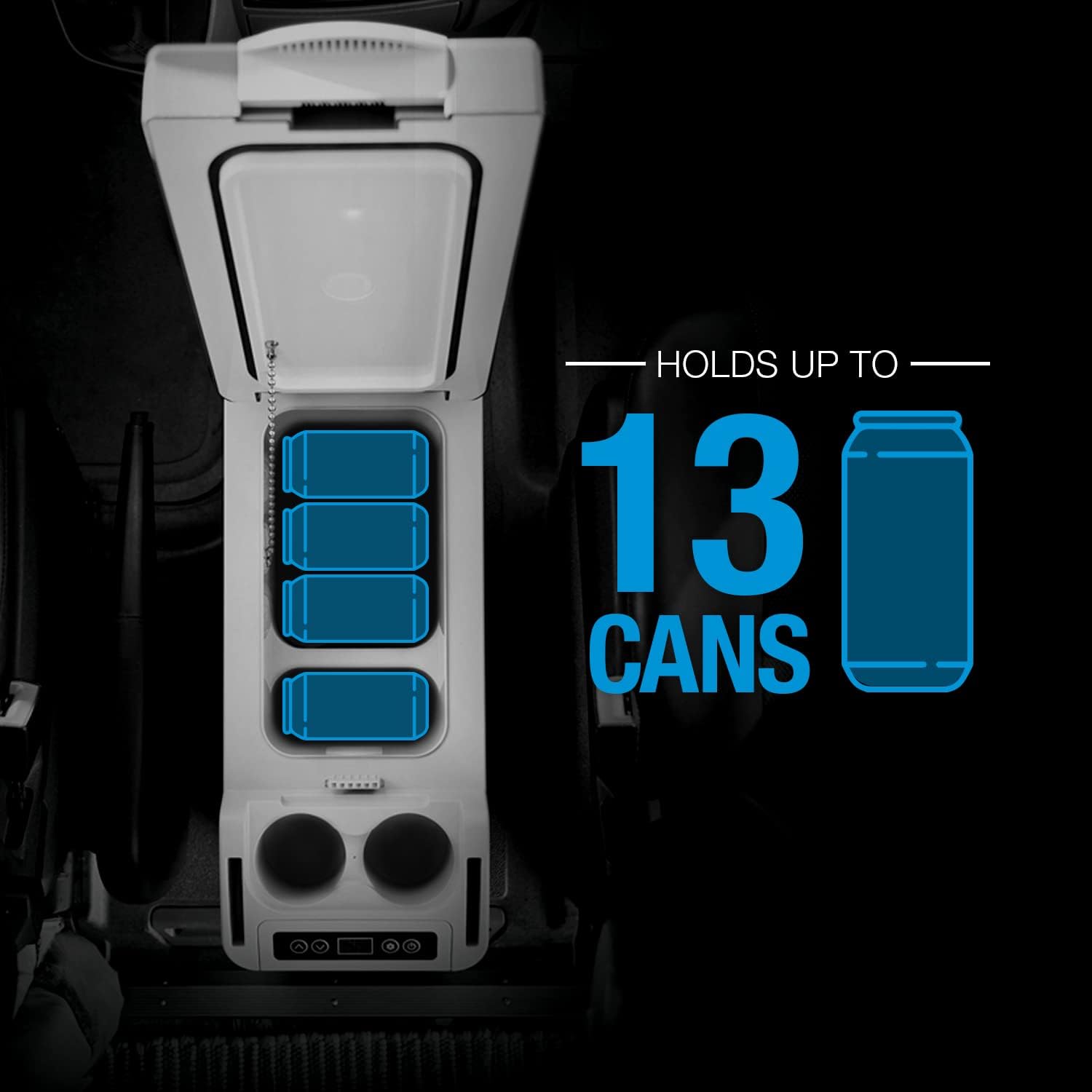 Blizzard Box 13QT Portable Electric Cooler – Iceless Car Fridge Freezer, 12V/24V DC & 110V AC, Digital Thermostat, Battery Protection, Compact Mini Fridge for Camping, Road Trips, Overlanding & More