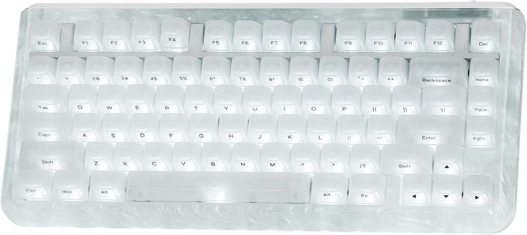 KiiBoom Jade75 75% Resin Molding Mechanical Keyboard, BT5.0/USB-C/2.4GHz Wireless Gaming Keyboard, QMK&VIA Programmable, RGB Backlits, Hot-Swappable, CNC+UV Case for Windows/Mac/Linux (White)