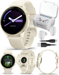 Garmin Vivoactive 6 - Health & Fitness Smartwatch, 1.2 in Bright AMOLED Display, GPS Sports Tracking, Up to 11 Days of Battery, Lunar Gold with Bone Band w PowerBank Bundle