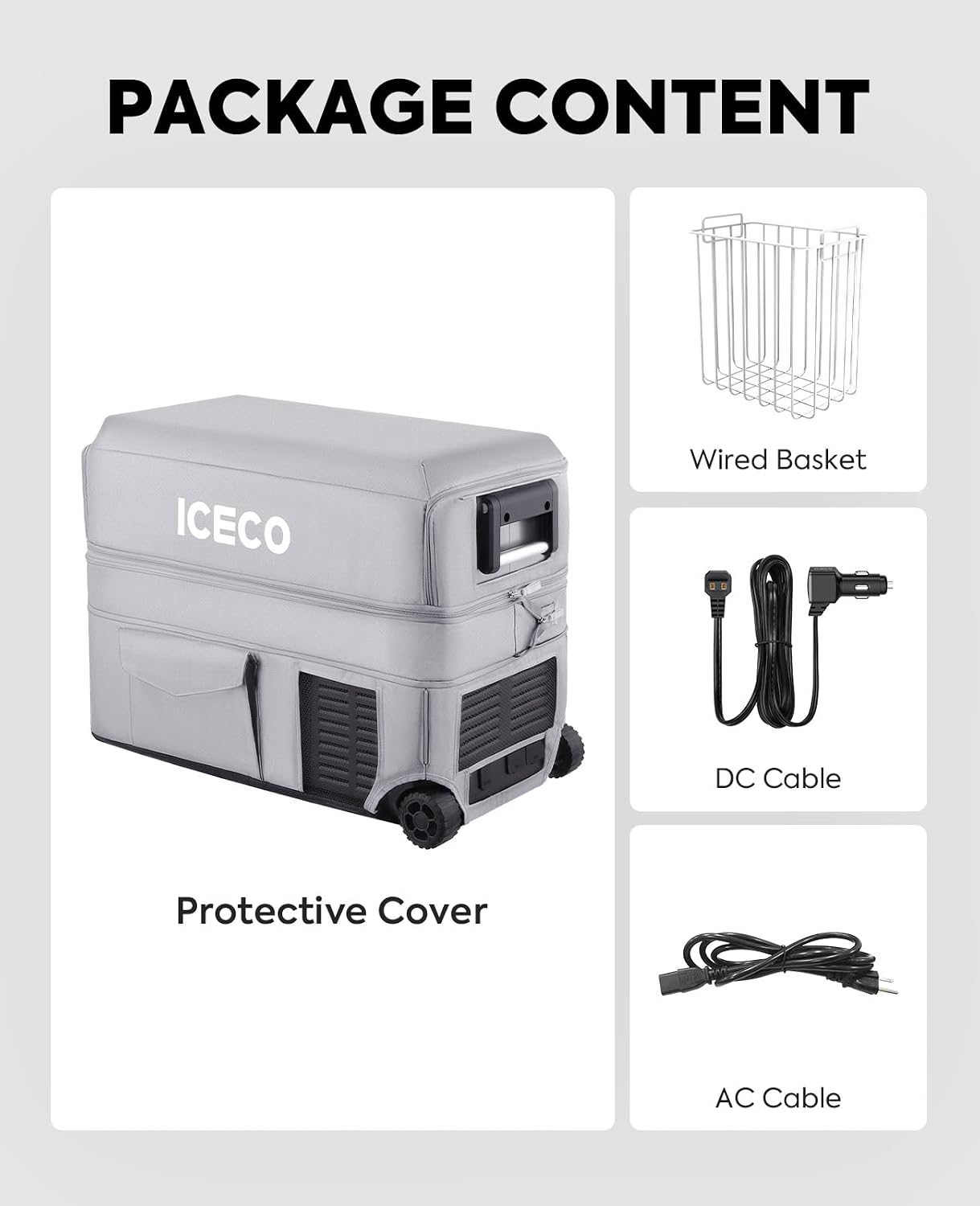 ICECO JP50 Pro Portable Refrigerator,12Volt Car Fridge Freezer, Compact Refrigerator with Secop Compressor, for Outdoor, Camping 51.7 Quart, -4℉～68℉, DC 12/24V, AC 110/240V, Multi-directional Lid