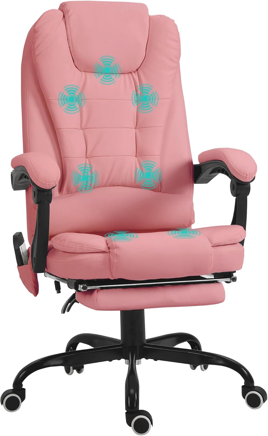Vinsetto 7-Point Vibrating Massage Office Chair, High Back Computer Chair with Lumbar Support, Footrest, Reclining Back, Adjustable Height, Pink