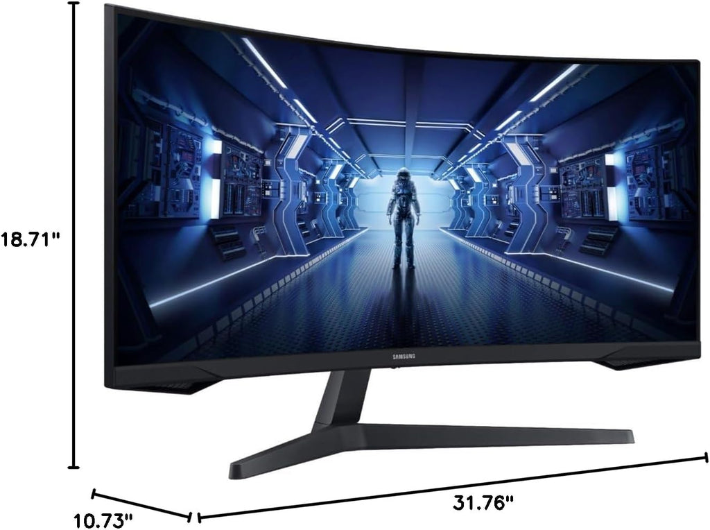 Samsung 34' Odyssey G Series WQHD Gaming Monitor, Curved, 165Hz, 1ms, FreeSync Premium, 1000R UltraWide, Black, with GSF HDMI Cable