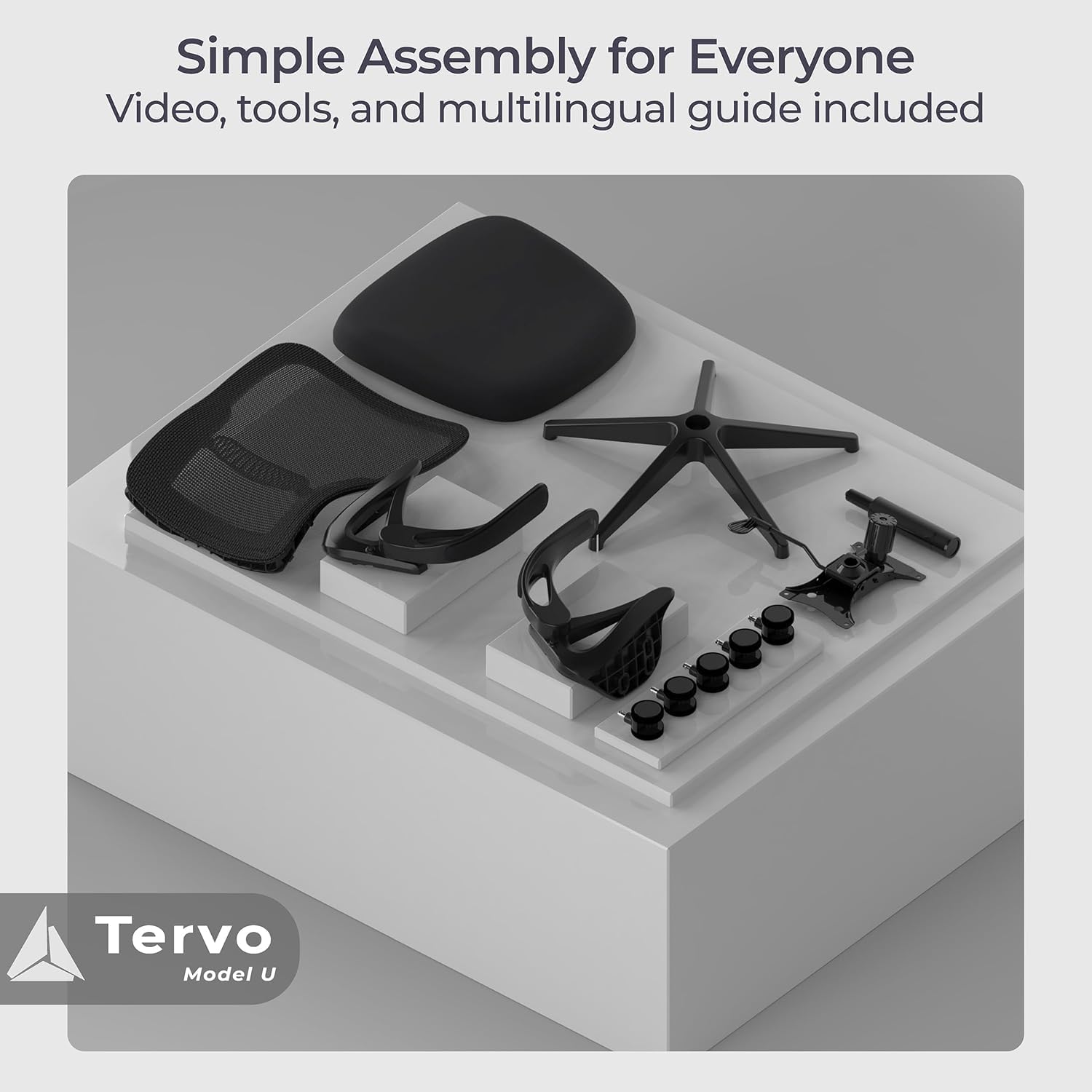 Tervo Model U Folding Office Chair Ergonomic Mesh Computer Chair for Small Room Adults Kids
