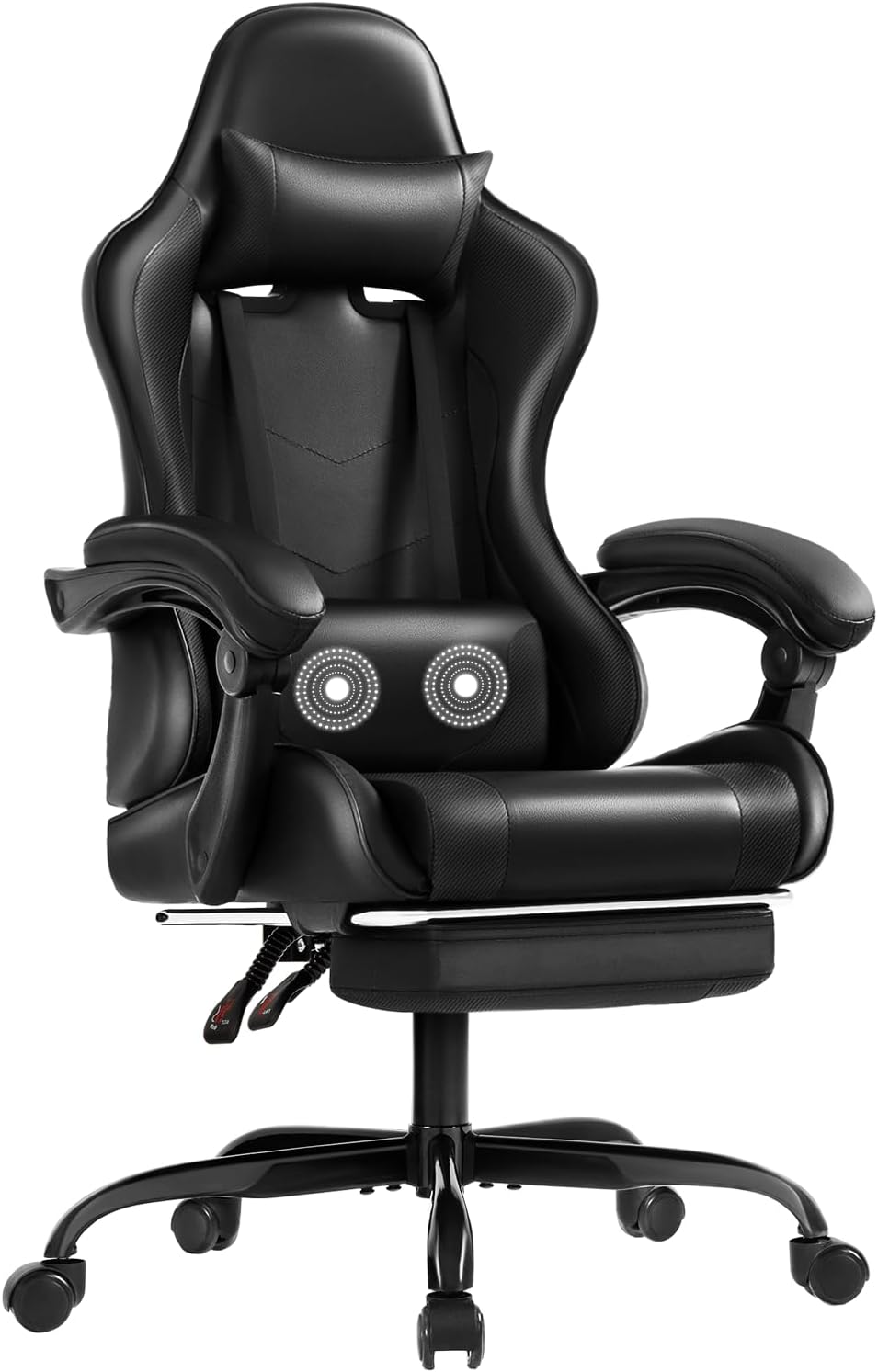 Shahoo Gaming Chair, Video Gaming Chair with Footrest and Lumbar Support, Ergonomic Computer Chairs with 360° Swivel and Height Adjustable, Spin Chair with Headrest for Home Office, Study Room (Black)