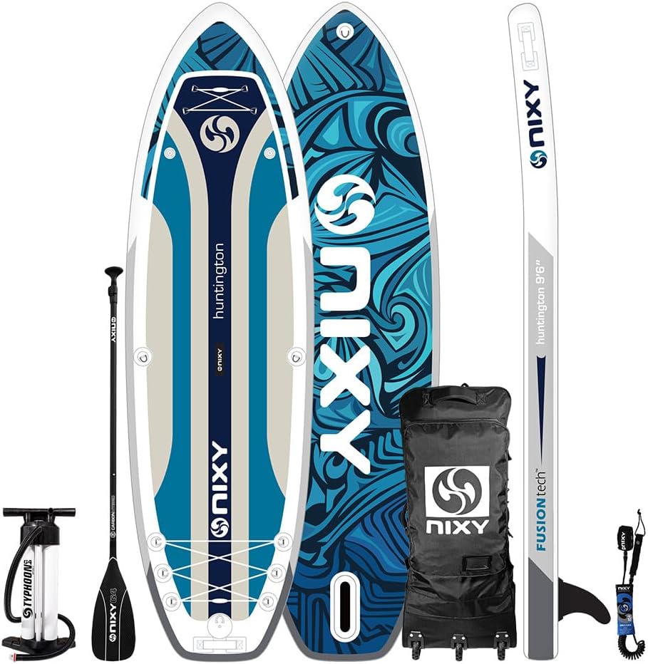NIXY G5 Huntington Inflatable Paddle Board Compact SUP 9'6' x 32' x 6' Ultra-Light Stand Up Paddleboard, Welded Seams, Woven Drop Stitch for Durability