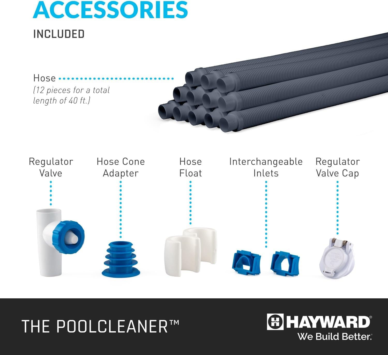 Hayward W3PVS40GST Poolvergnuegen Suction Pool Cleaner for In-Ground up to 20 x 40 ft, Automatic Pool Vacuum with Hose, Gray