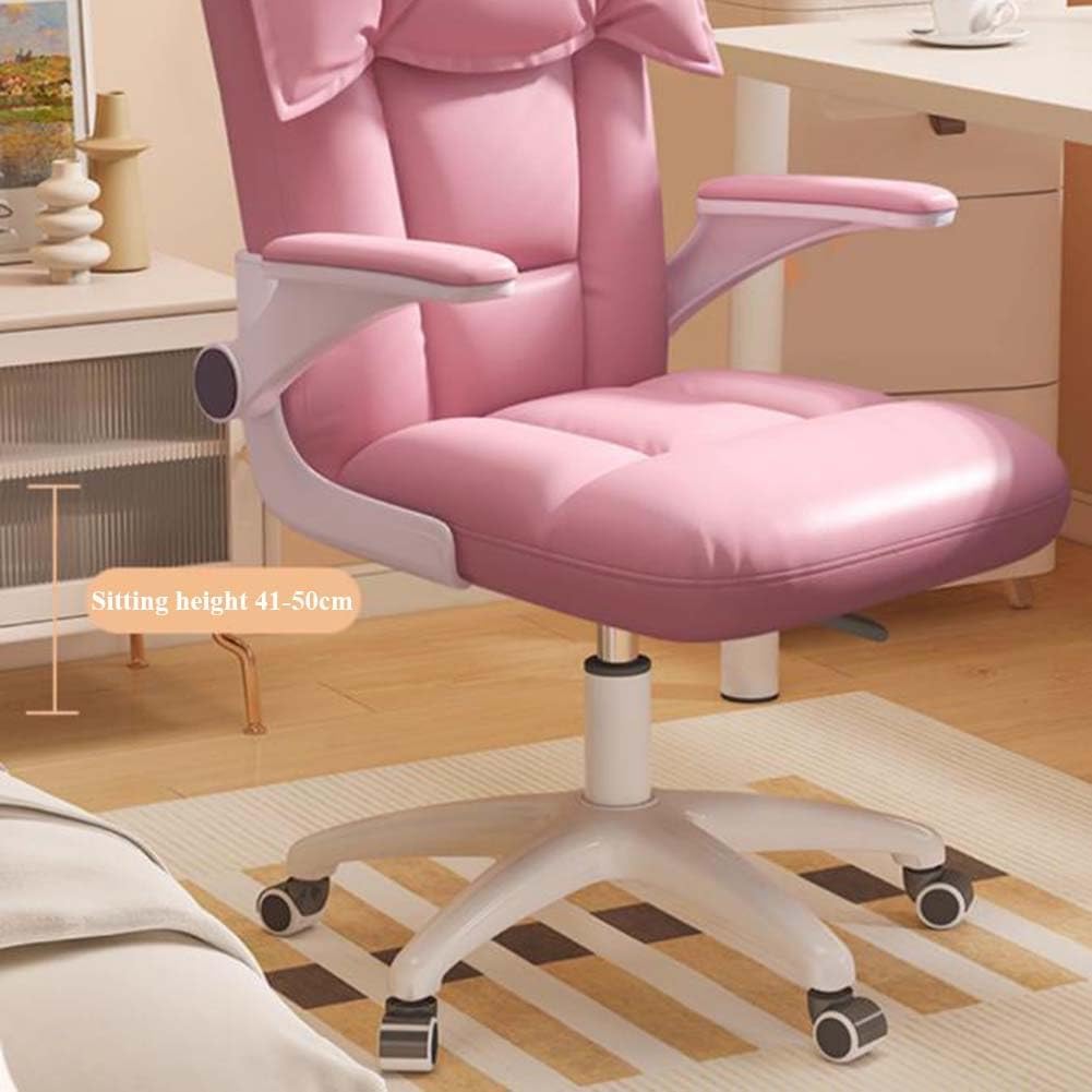 Etlegor Office Desk Chair, Ergonomic Computer Desk Chair with Lumbar Support Flip-up Arms Executive Swivel Study Chair Swivel Task Chair Adjustable Height Home Gaming Chair(Pink)