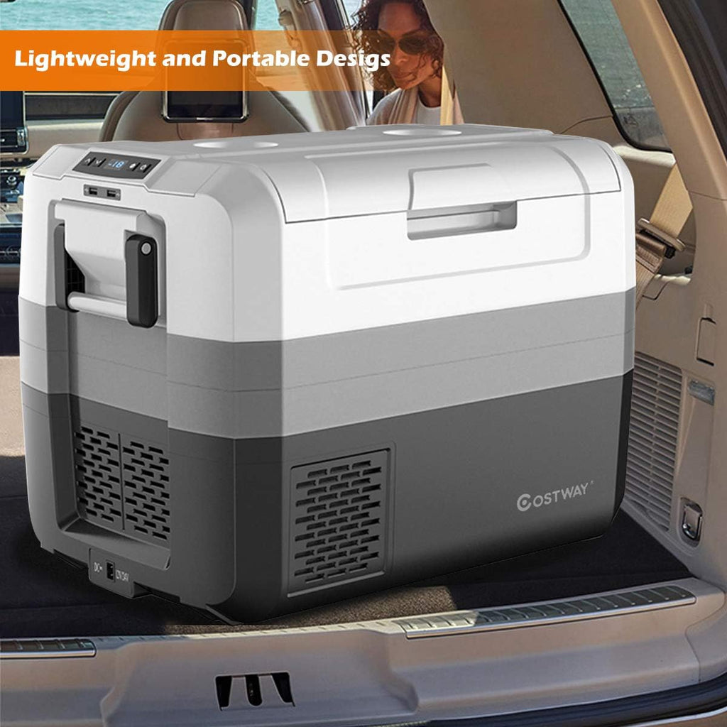 COSTWAY Portable Car Refrigerator, -14.8°F to 50°F, 58-Quart Compressor Travel Fridge with Two-way Open Door, Operating Panel, Groove Design, Compact RV Freezer and Cooler for Outdoor and Home Use