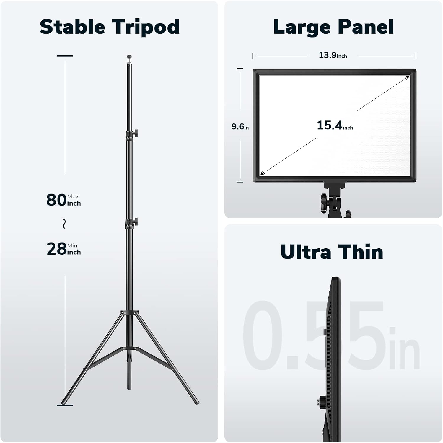 D50 LED Video Light Panel Lights 15.4', 2 Packs 45W 3000K-8000K Bi-Color Dimmable Photography Lighting, CRI 96+ Videography Lighting for Video Shooting/Gaming/Live Stream/Studio/Film