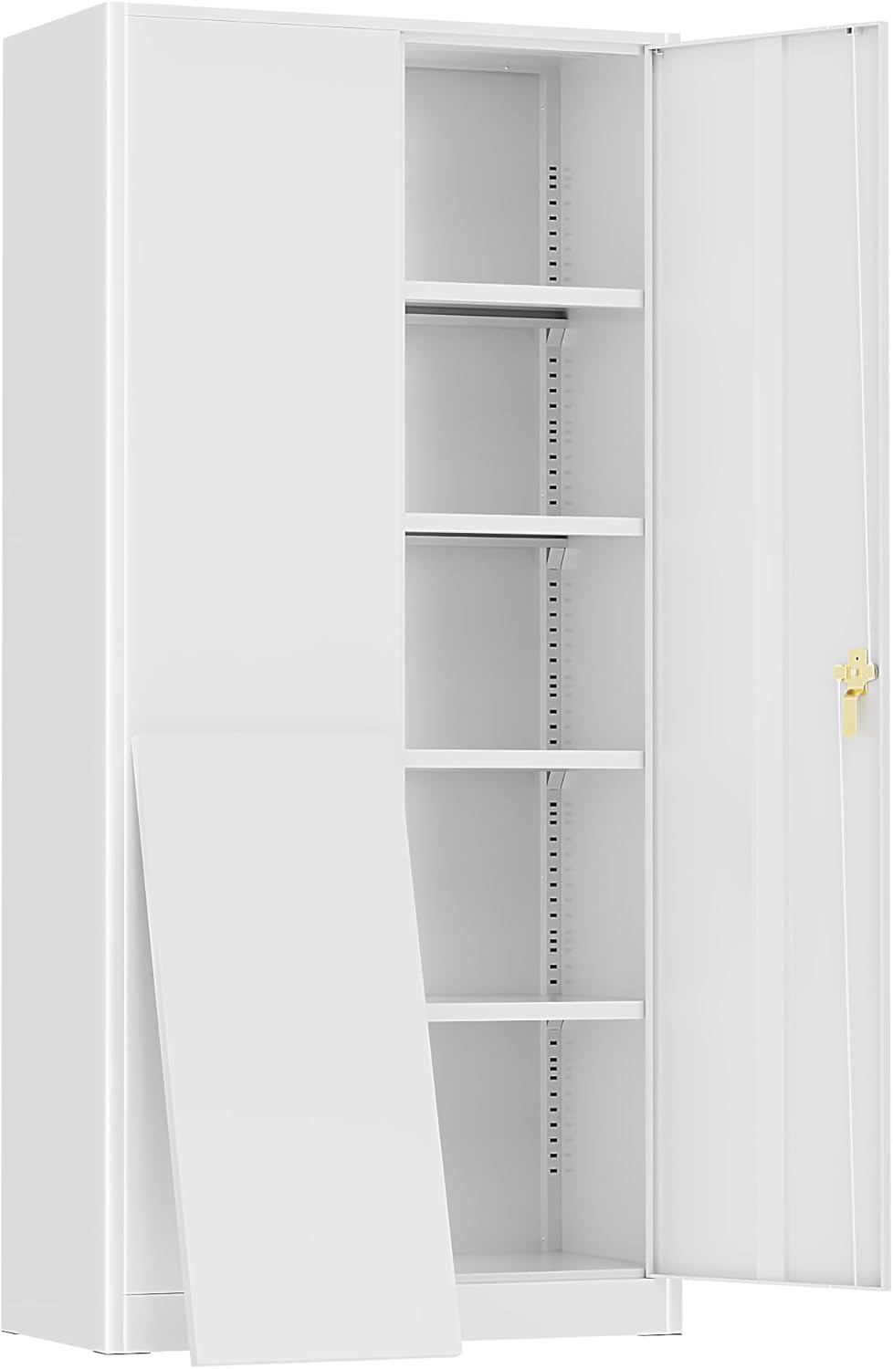 Greenvelly Metal Storage Cabinet, 72' Locking Metal Garage Storage Cabinet with Doors and 4 Adjustable Shelves, Lockable Steel Cabinets for Home Office, Garage, Shop, School (White 36' W x 18' D)