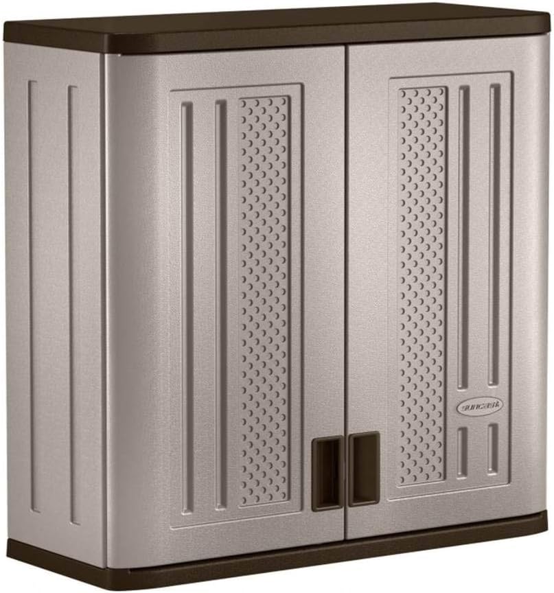Suncast 2 Pack 4 Cubic Feet Resin Single Shelf Garage Wall Storage Cabinet, Platinum