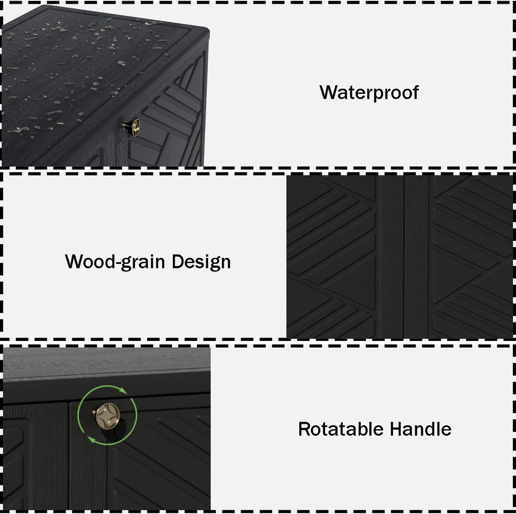 Mrosaa Outdoor/Indoor Storage Box,Resin and Plastic Storage Cabinet Waterproof,Outdoor Cabinet for Patio/Garden/Balcony/Backyard/All Room(with 3 Shelves)-Black