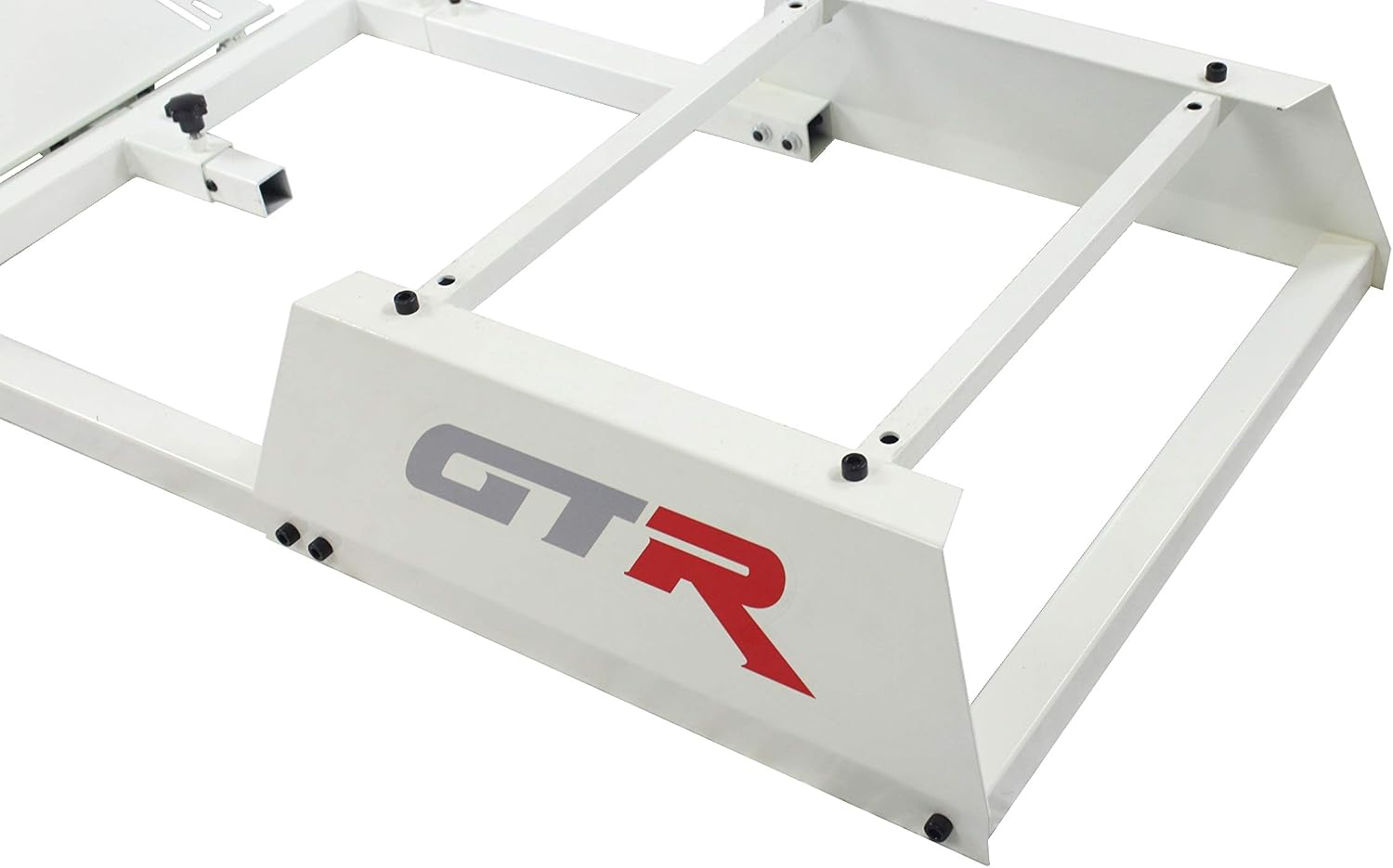 GTR Simulator GTA Model White Frame with Black Adjustable Leatherette Seat Racing Driving Gaming Simulator Cockpit Chair