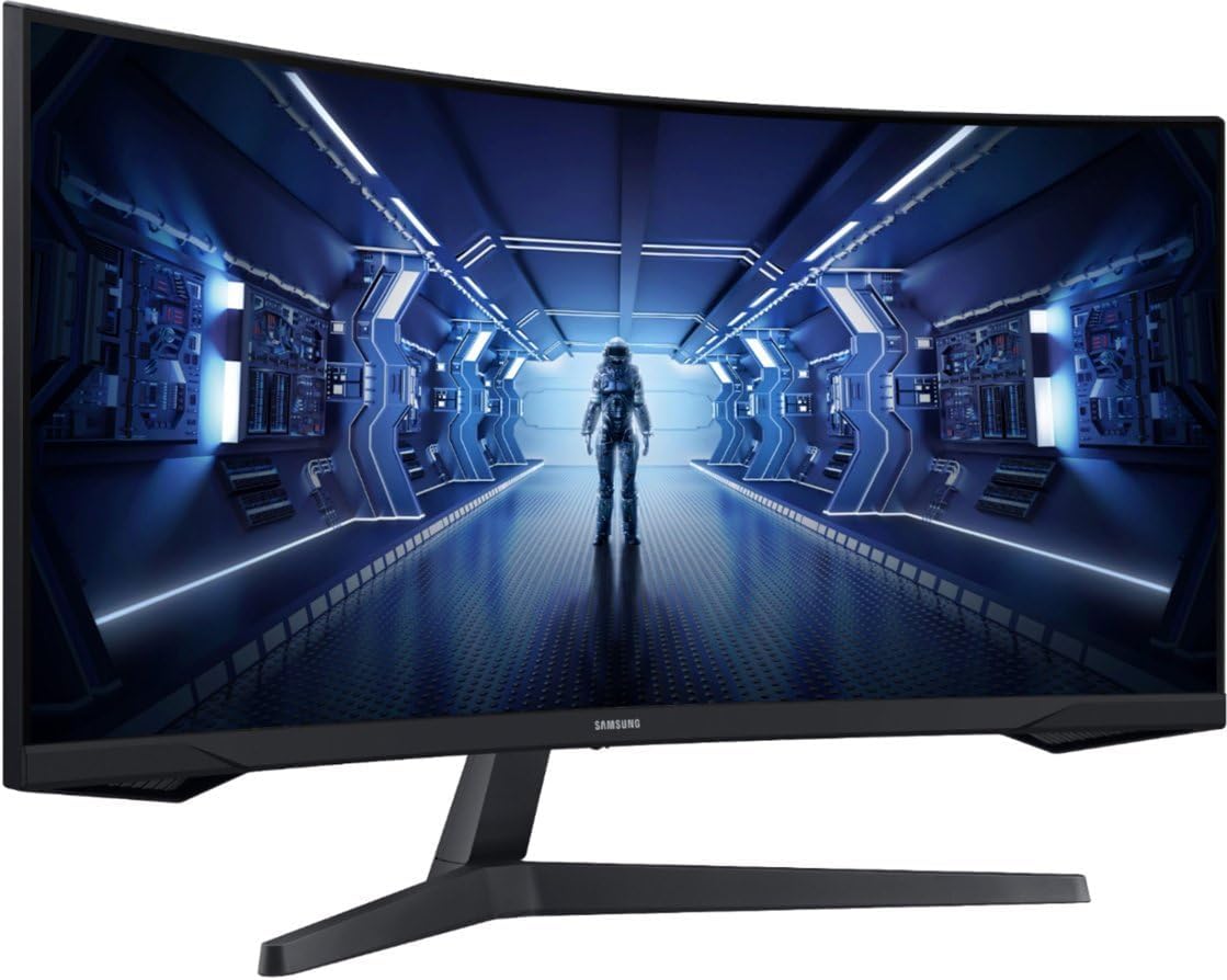 Samsung 34' Odyssey G Series WQHD Gaming Monitor, Curved, 165Hz, 1ms, FreeSync Premium, 1000R UltraWide, Black, with GSF HDMI Cable