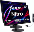 Acer Nitro ED240Q 24-Inch 1500R Curved FHD Monitor, FreeSync, 1ms Response Time, ZeroFrame Design, HDMI, VGA, VESA Mount (100mm) & Dockztorm USB Port Expander – Black (2026 Latest Model) 2 Pack