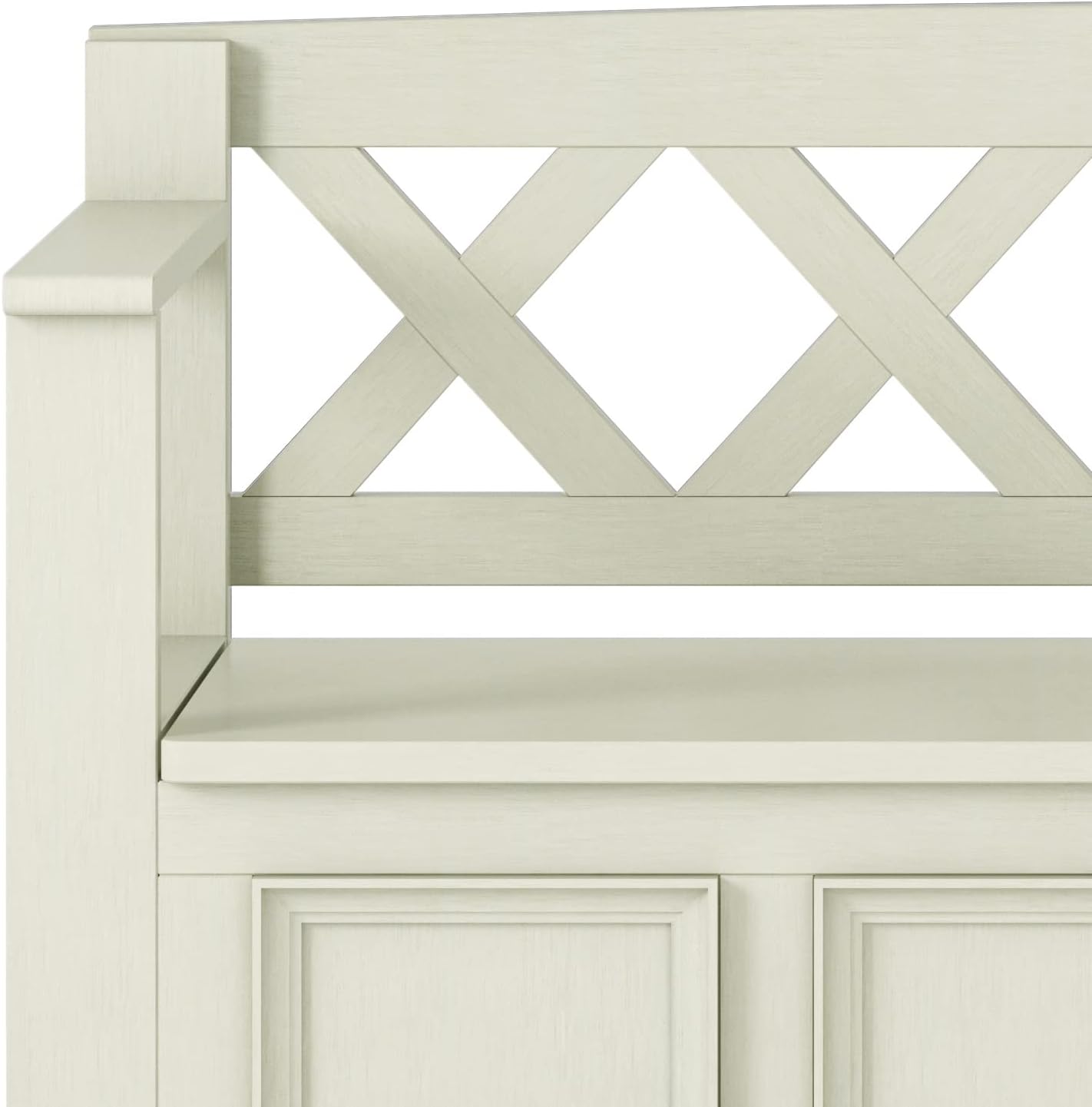 SIMPLIHOME Amherst Entryway Storage Bench - 48 inch Wide Solid Wood Hallway Seat in Antique White, Transitional Bench for Entryway or Living Room with Lift-Up Lid and Spacious Storage