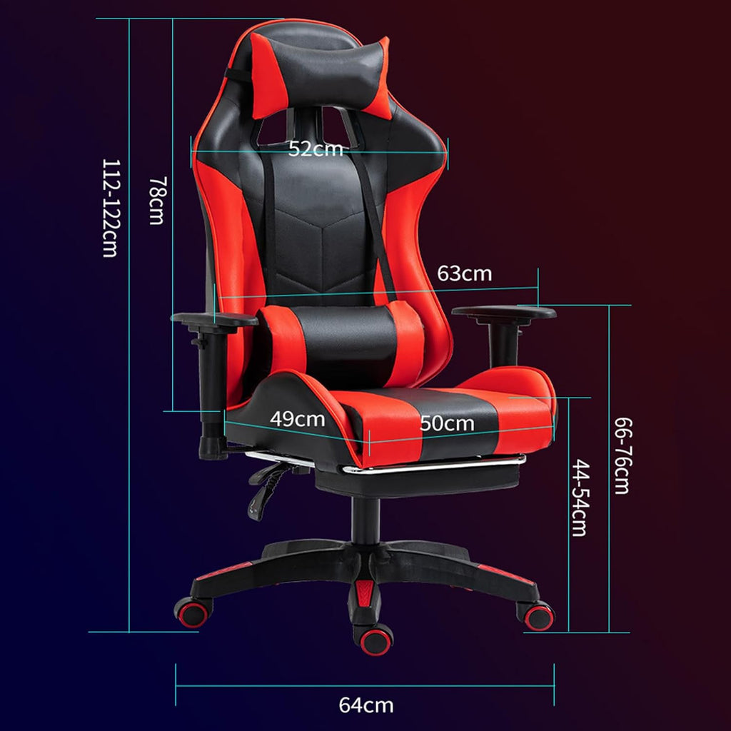 Computer Gaming Chair with Footrest and Lumbar Support Ergonomic High Back Video Game Chairs with Swivel Seat and Headrest Height Adjustable Racing Style Office Computer Game Chair, Blackwhite
