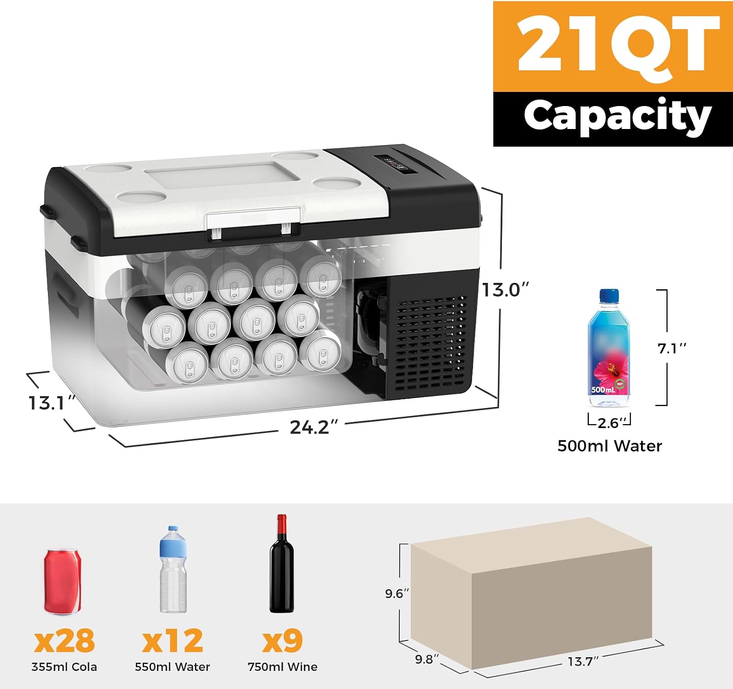 Setpower 12 Volt Refrigerator, 21QT portable freezer,12V Car Fridge With Fix Ropes,Compressor Electric Cooler -4℉~68℉,Plug in cooler for vehiclesTruck RV SUV Van Travel Camping (1-year warranty)