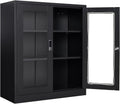 Lockable Display Cabinet with Acrylic Doors and Adjustable Shelves, Metal Storage Cabinet Curio Liquor Cabinet, Display Case Bookcase for Home Office, Pantry(Black)